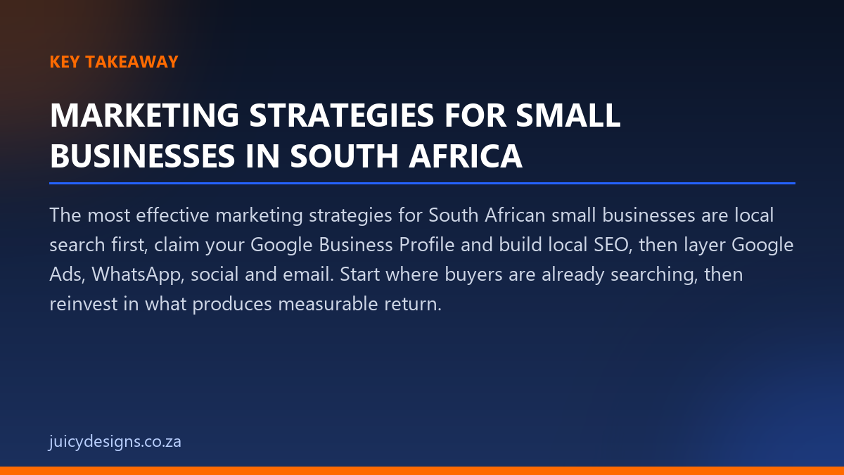 MARKETING STRATEGIES FOR SMALL BUSINESSES IN SOUTH AFRICA key takeaway, Juicy Designs
