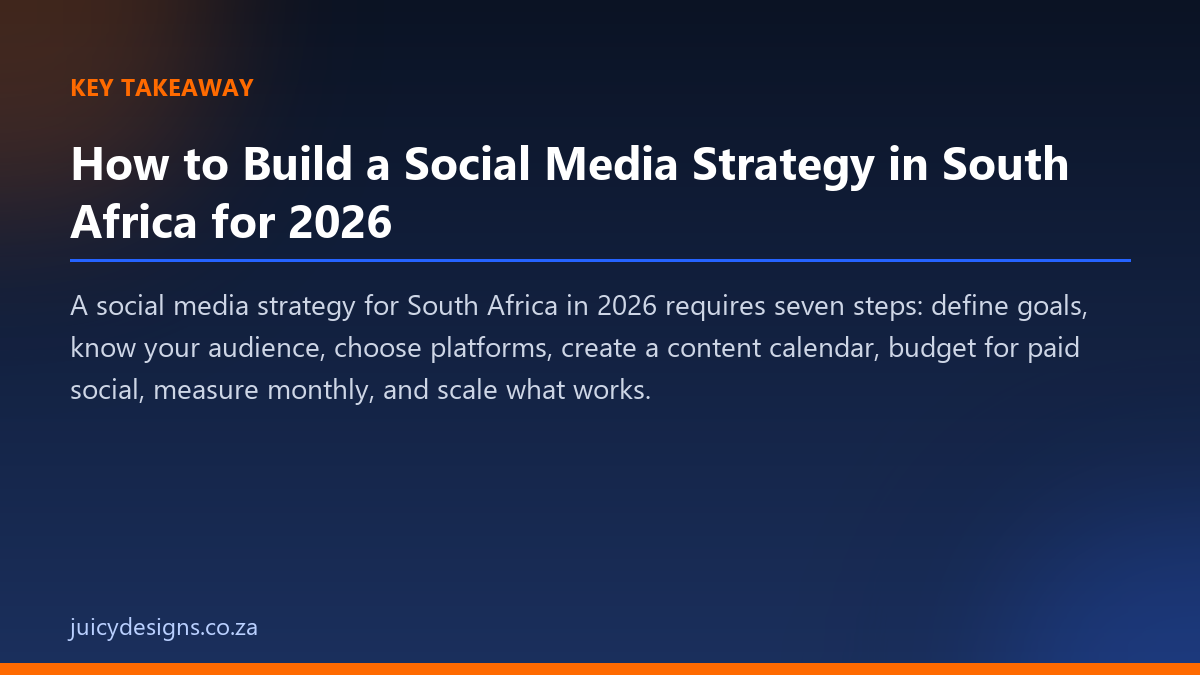 How to Build a Social Media Strategy in South Africa for 2026 key takeaway, Juicy Designs